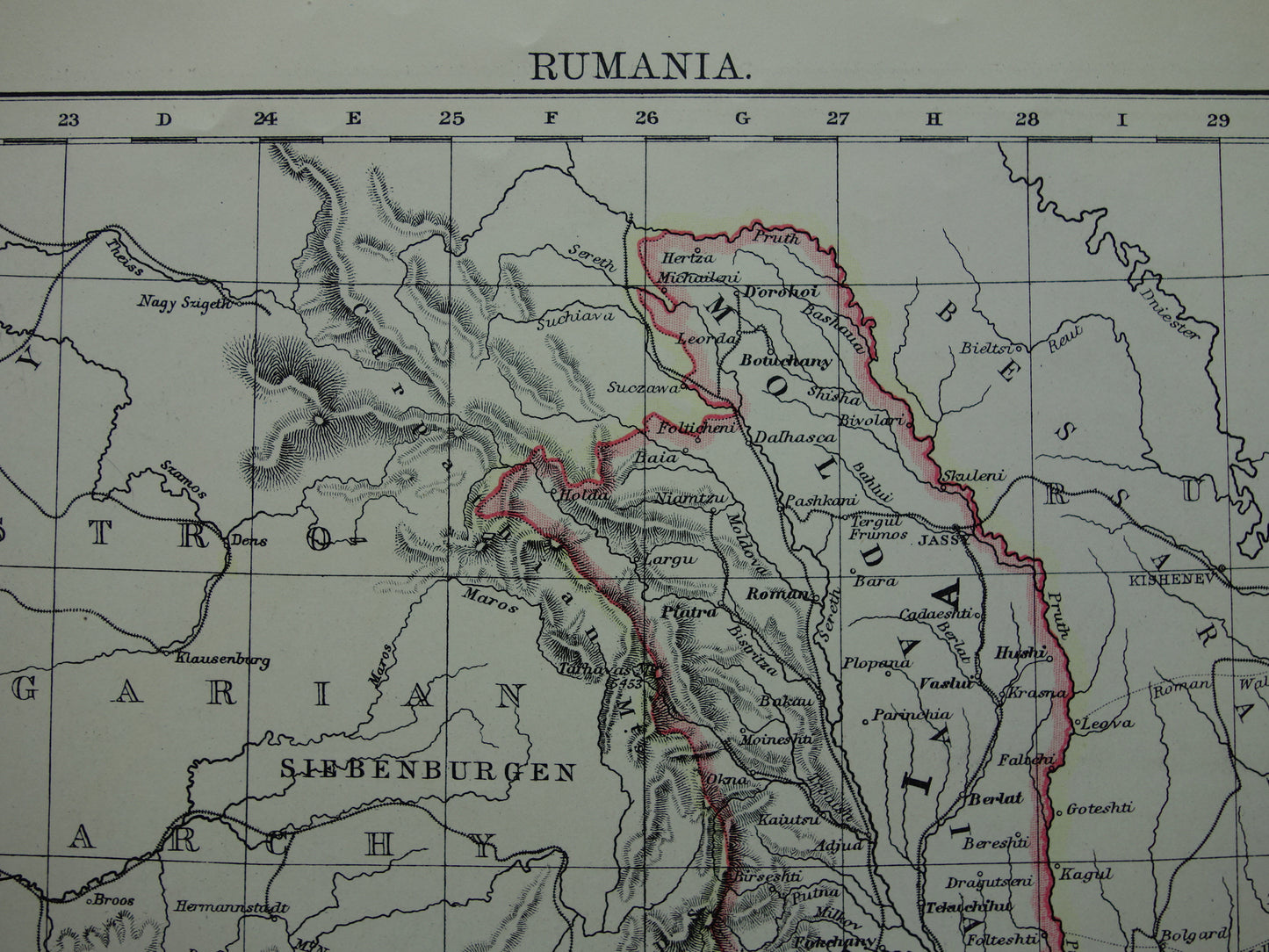 Romania Old map of Romania from 1901 original antique English map