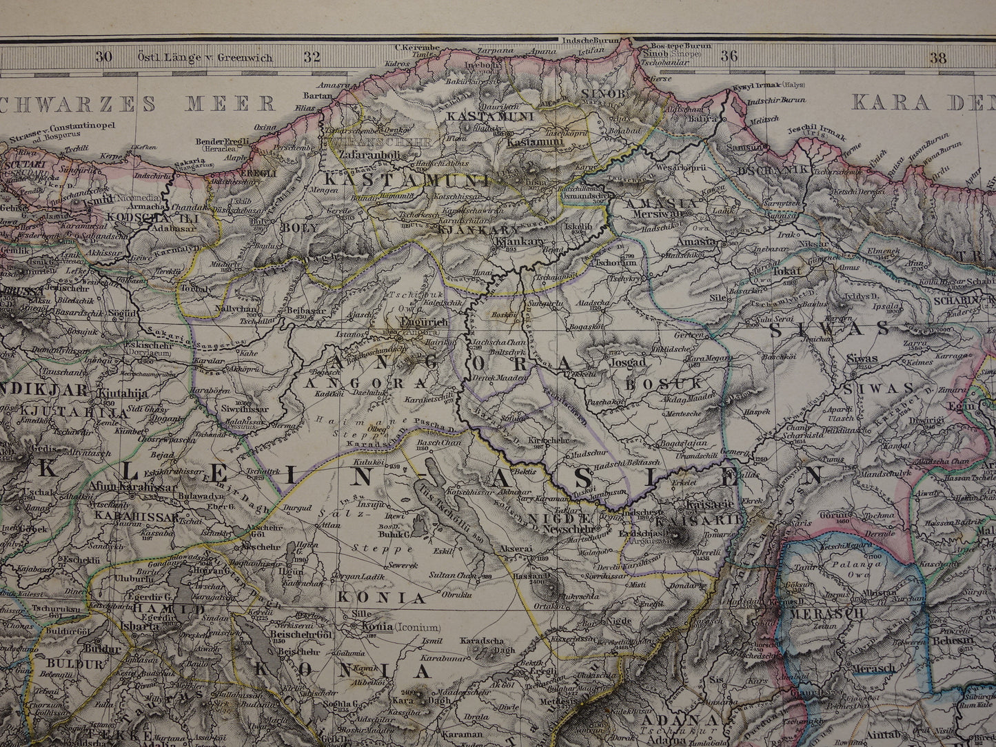 TURKEY old map from 1884 original antique German map of Palestine Syria 36x45cm
