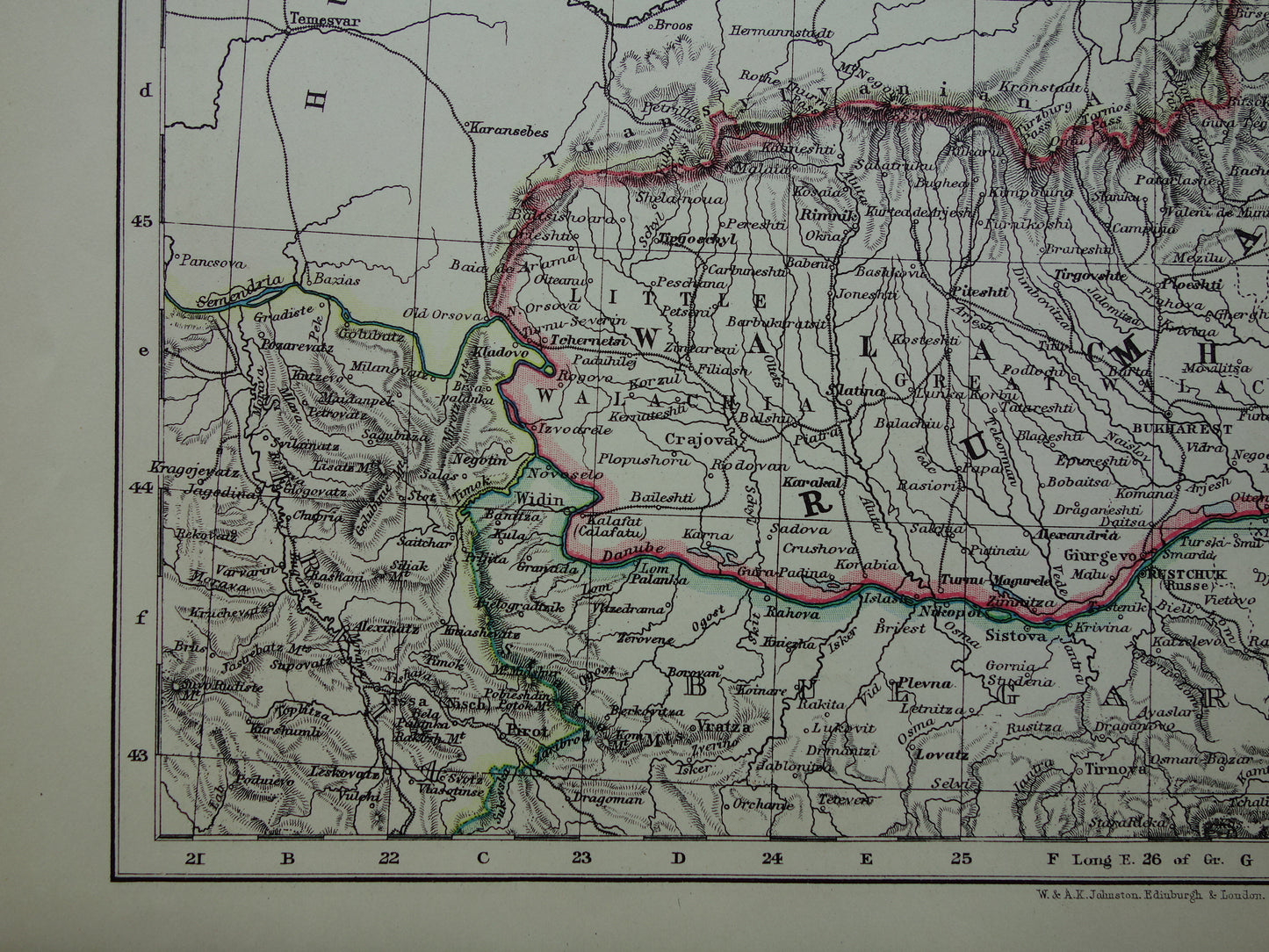 Romania Old map of Romania from 1901 original antique English map