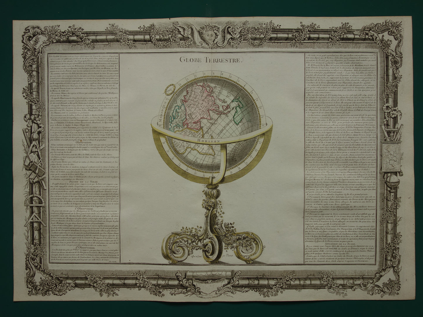 Oude Wereldkaart Print 1761 Originele Antieke Kaart van de wereld op een globe Vintage Kaarten
