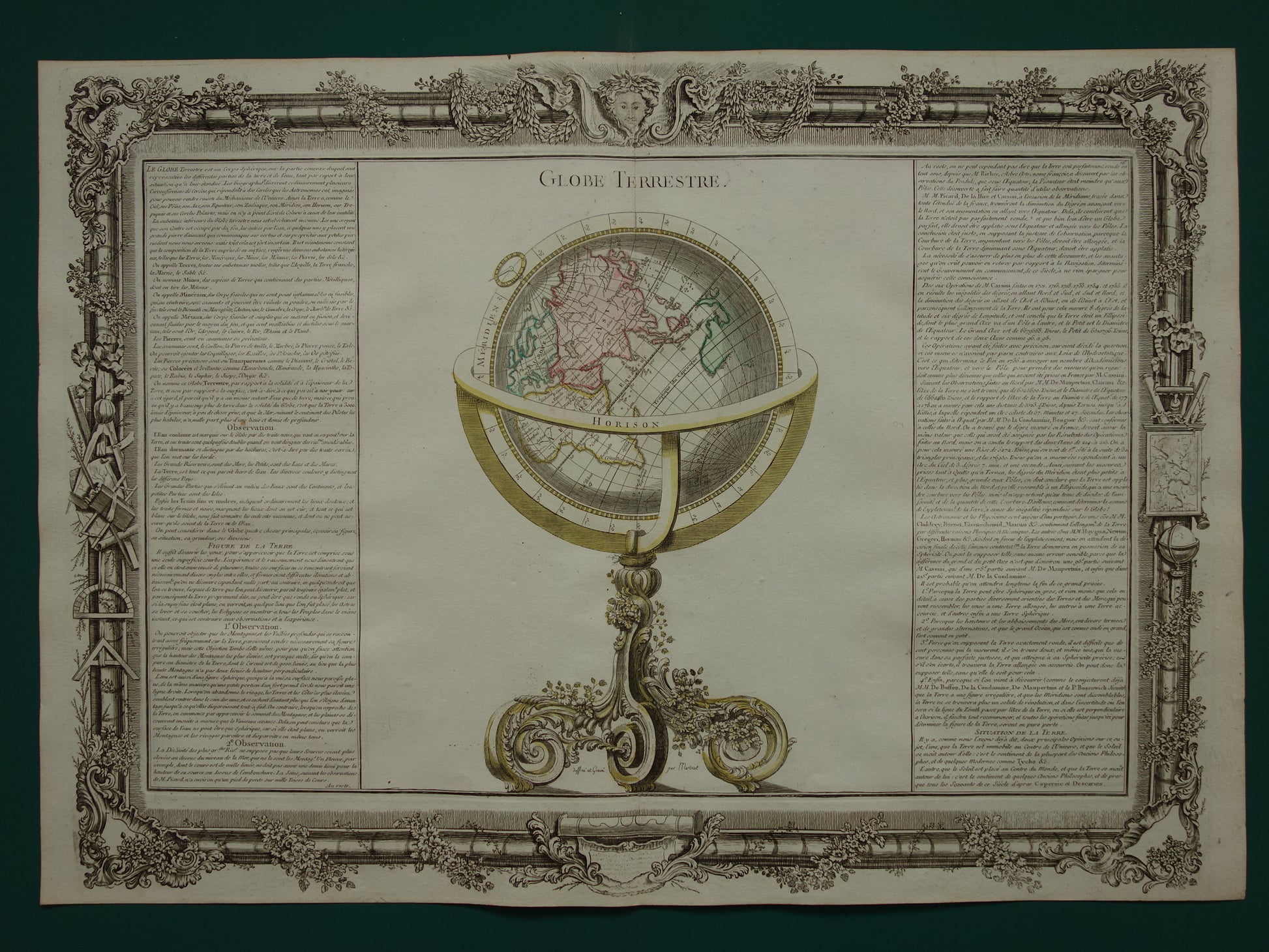 Oude Wereldkaart Print 1761 Originele Antieke Kaart van de wereld op een globe Vintage Kaarten