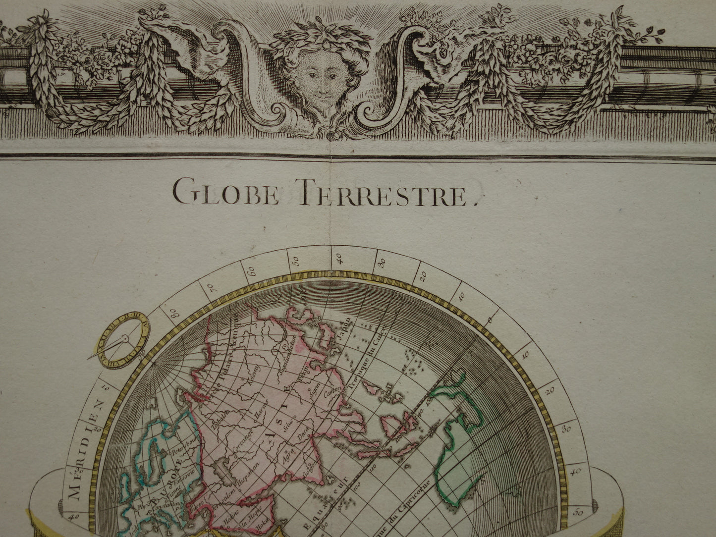Old World Map Print 1761 Original Antique Map of the World on a Globe Vintage Maps