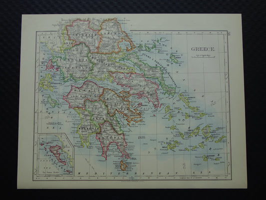 GRIEKENLAND Oude kaart van Griekenland uit 1901 originele antieke Engelse landkaart