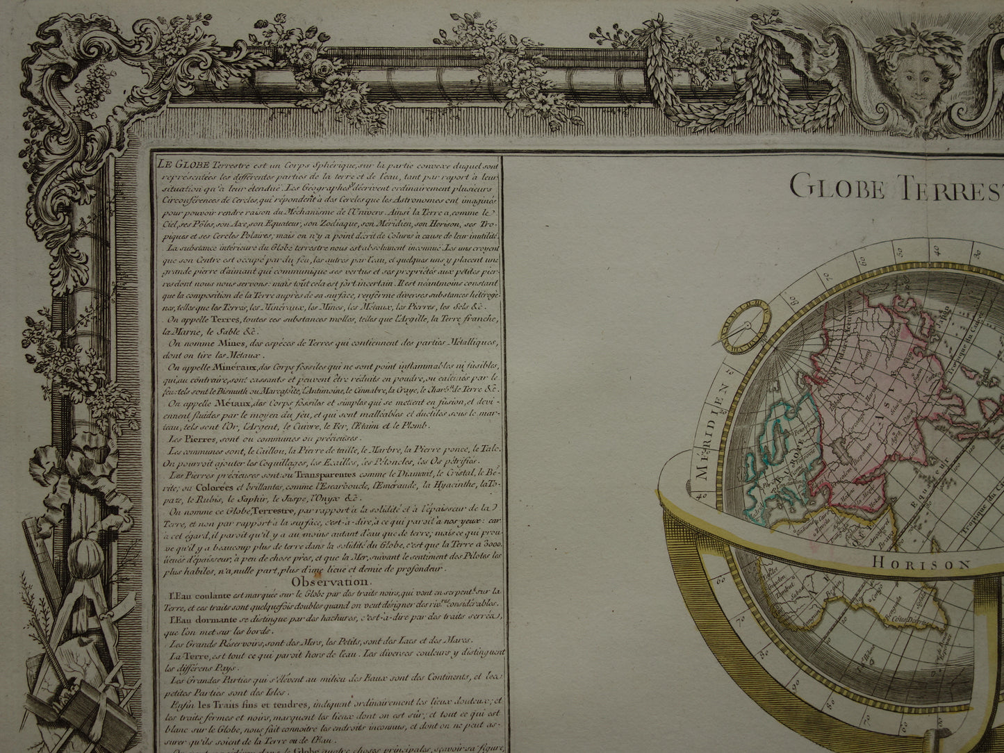 Old World Map Print 1761 Original Antique Map of the World on a Globe Vintage Maps