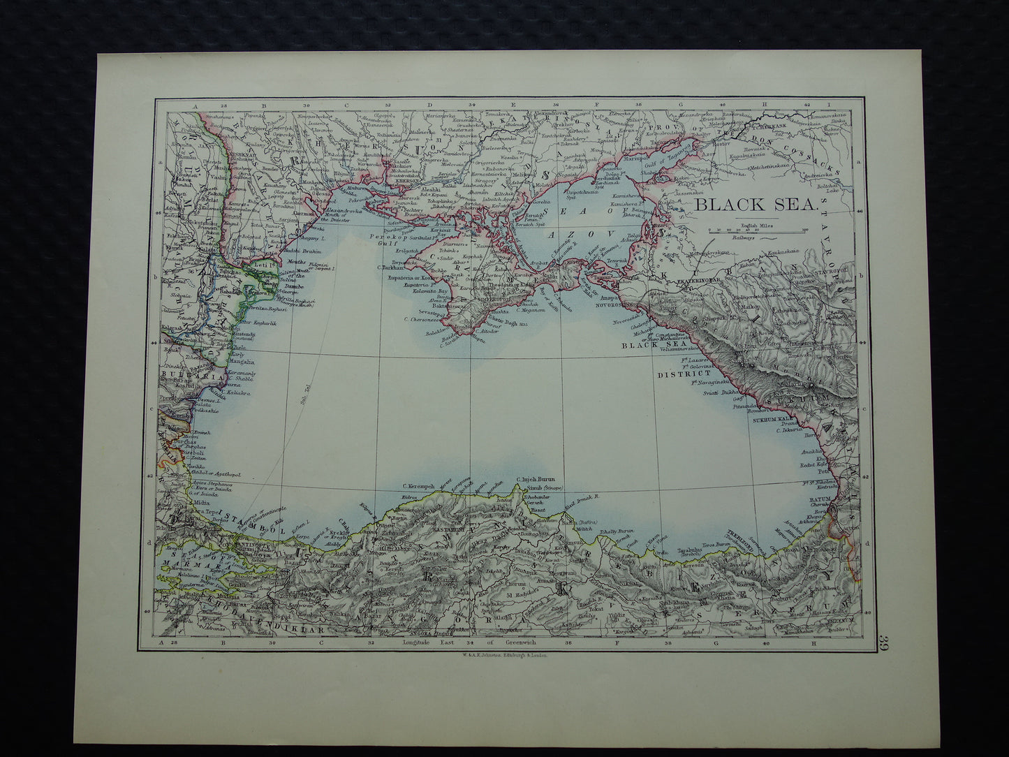 BLACK SEA Old map of Black Sea area from 1901 original antique English map Black Sea