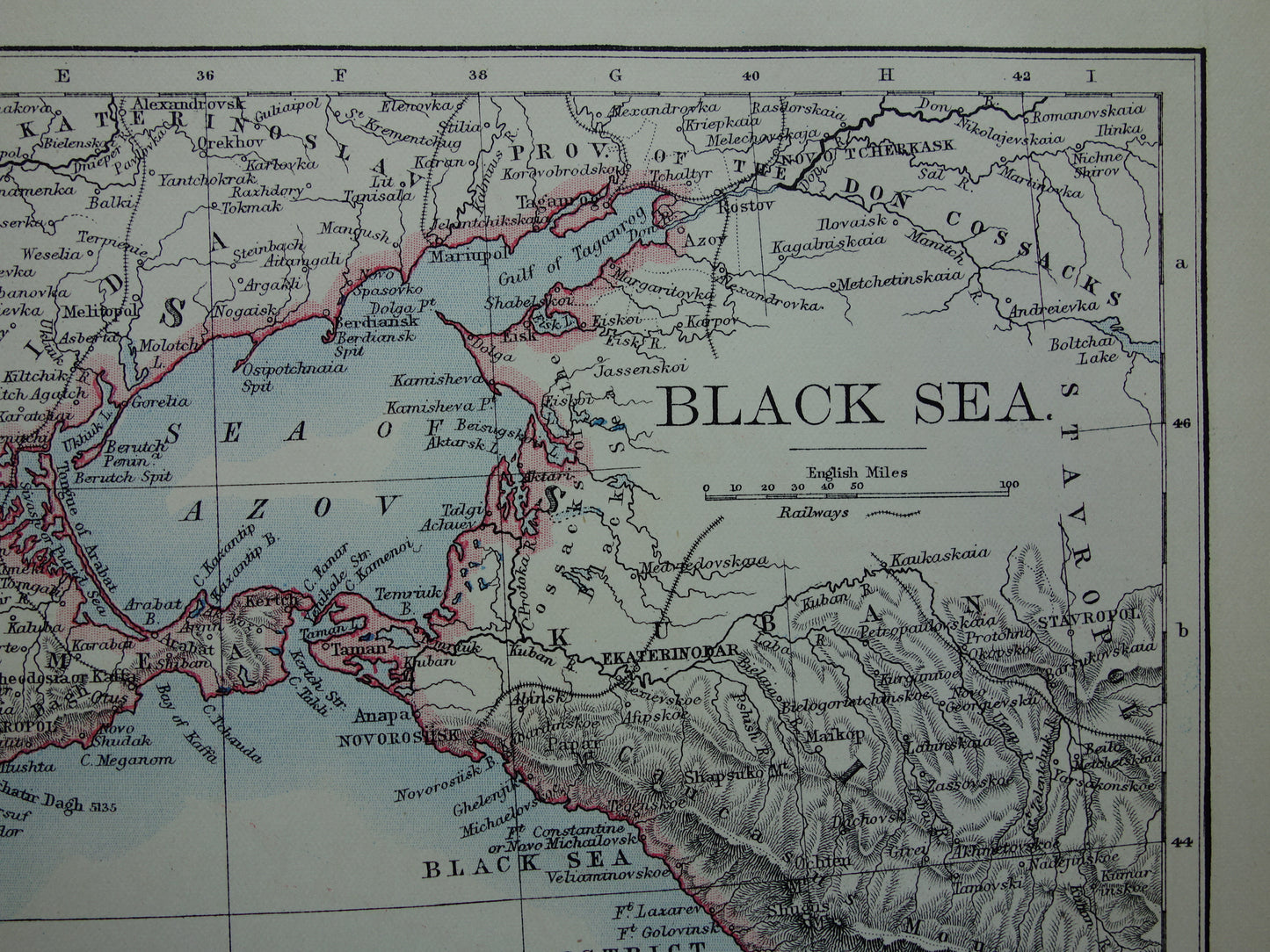 BLACK SEA Old map of Black Sea area from 1901 original antique English map Black Sea