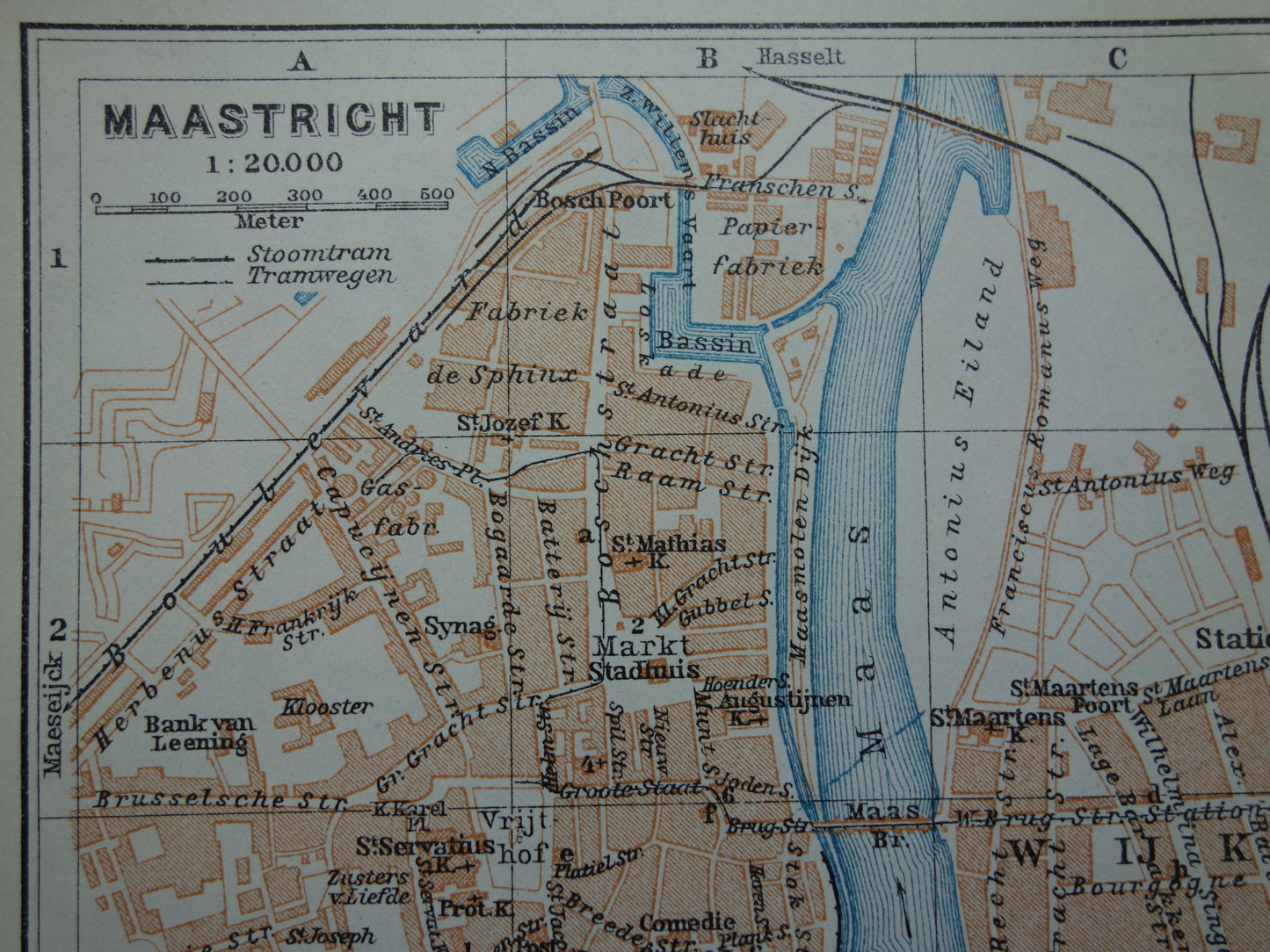 MAASTRICHT old map of Maastricht and Sint-Pietersberg from 1904 small original antique map map