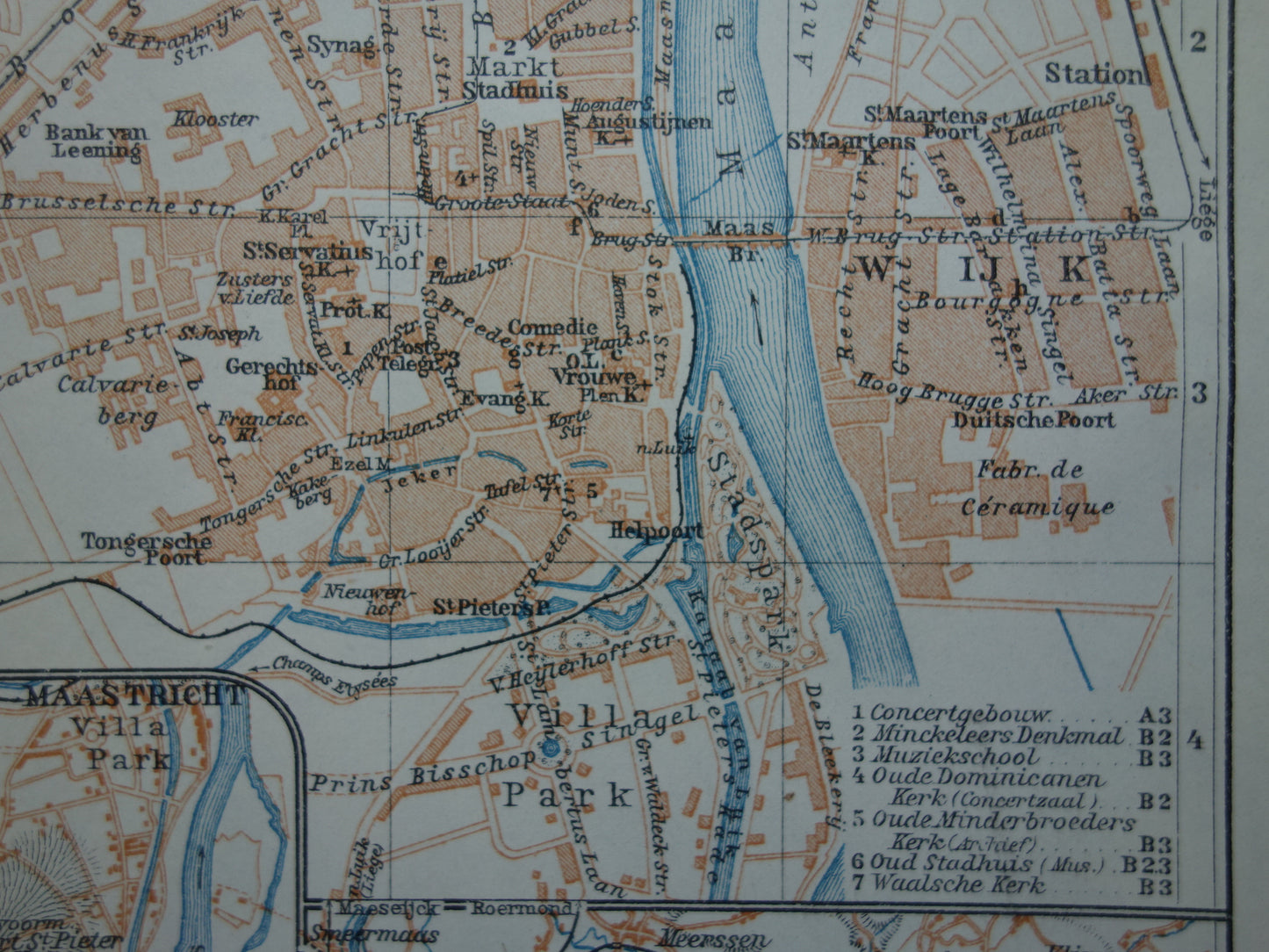 MAASTRICHT old map of Maastricht and Sint-Pietersberg from 1904 small original antique map map