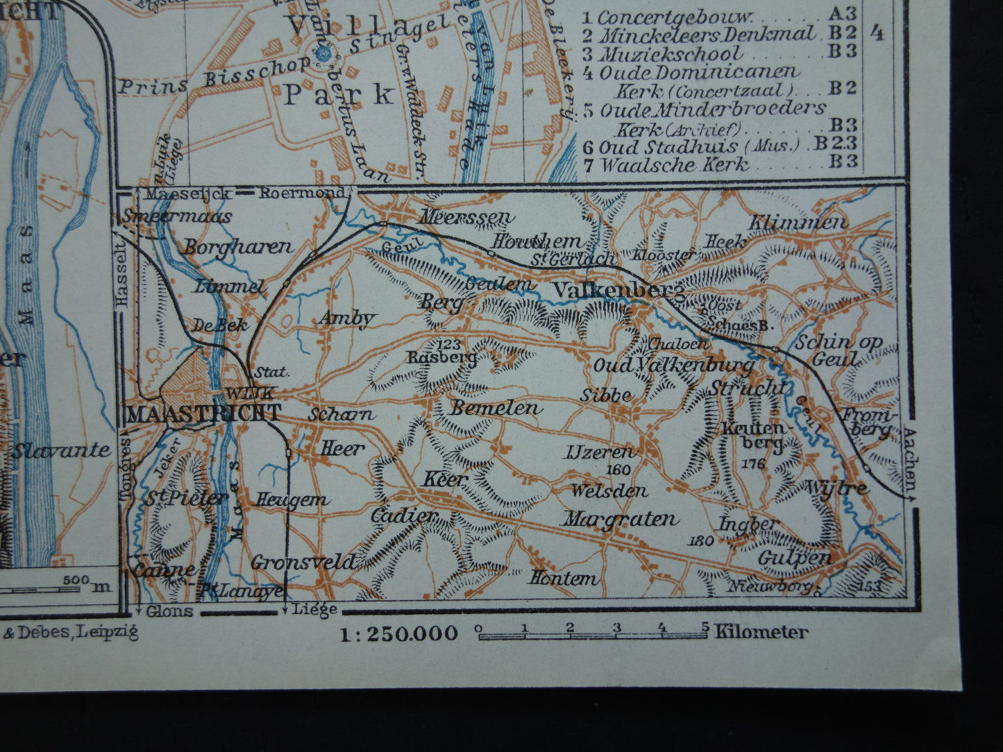 MAASTRICHT old map of Maastricht and Sint-Pietersberg from 1904 small original antique map map