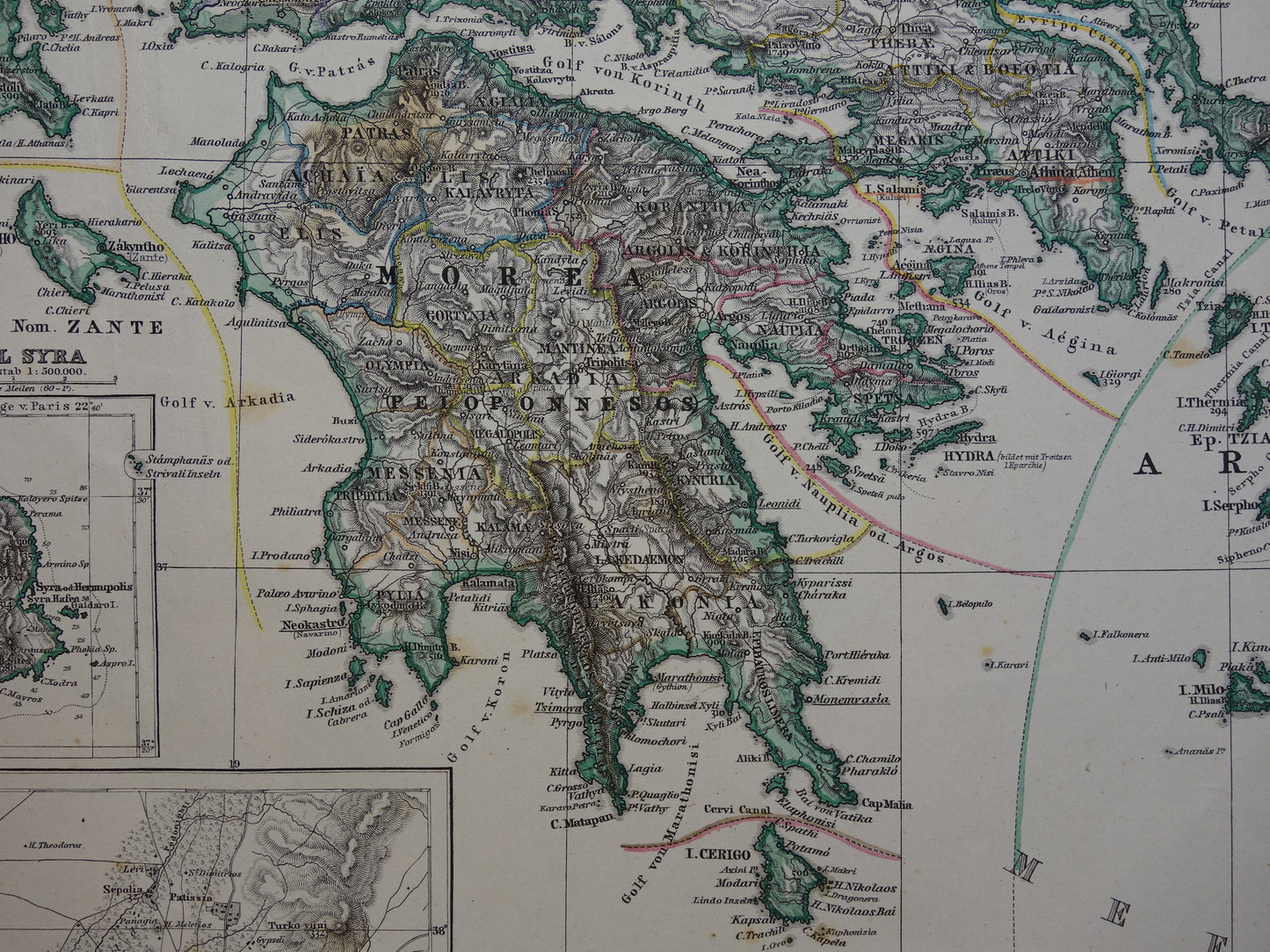 GREECE old map 1884 original antique german map