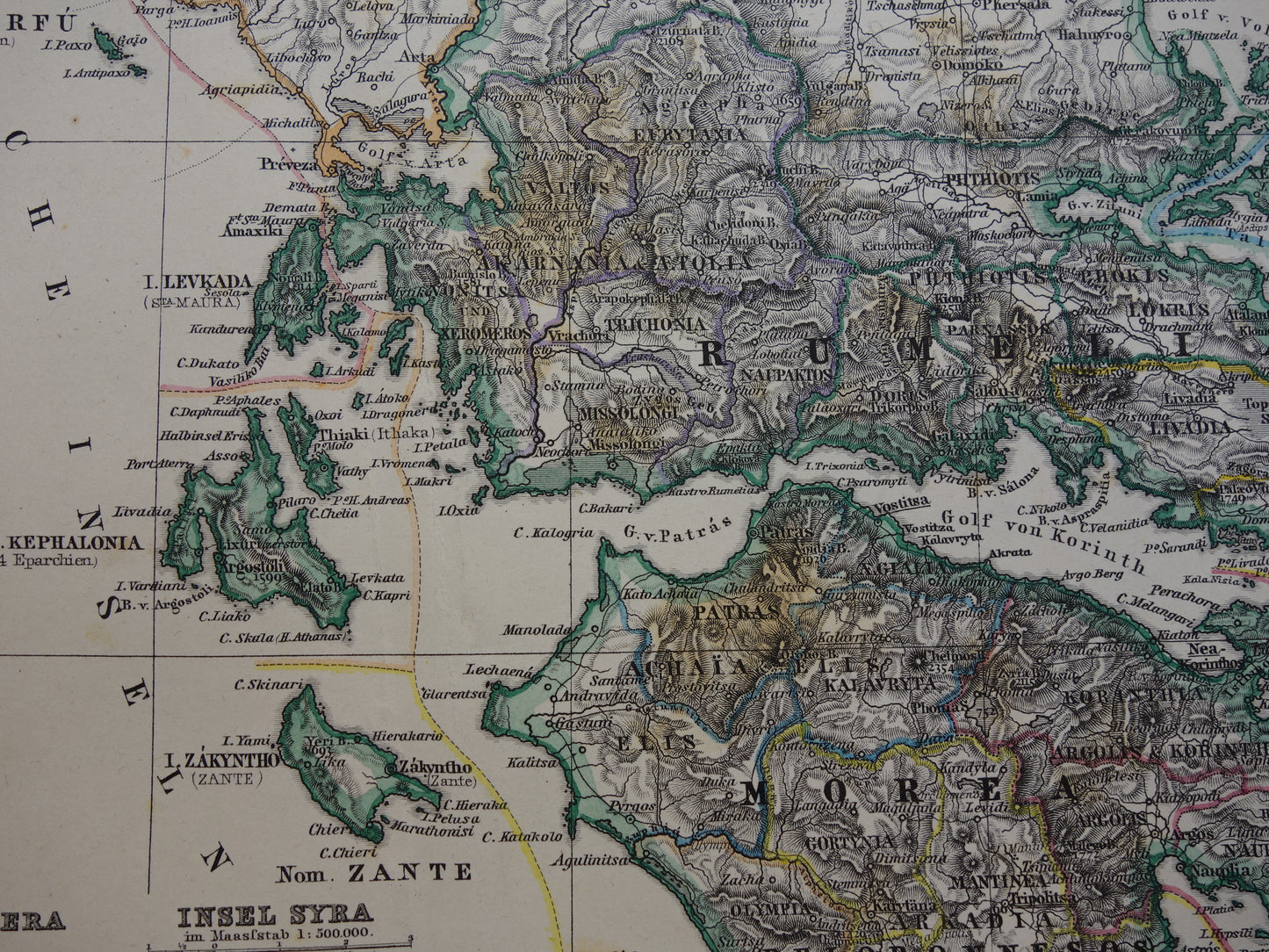 GREECE old map 1884 original antique german map