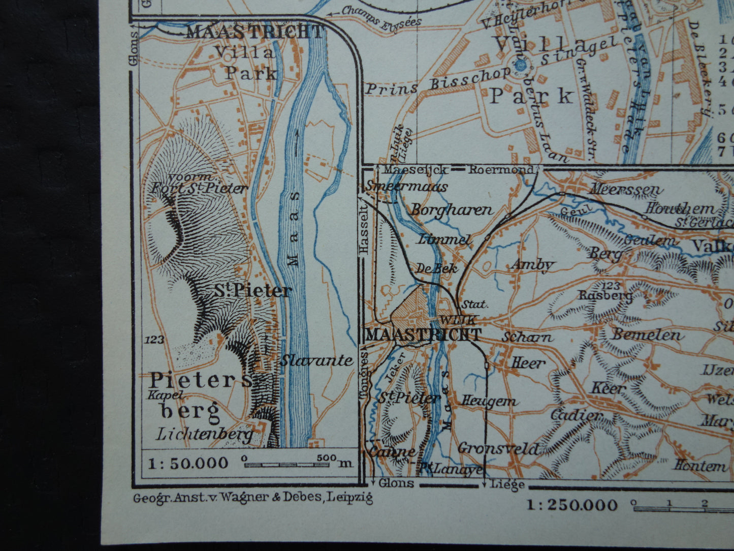 MAASTRICHT old map of Maastricht and Sint-Pietersberg from 1904 small original antique map map