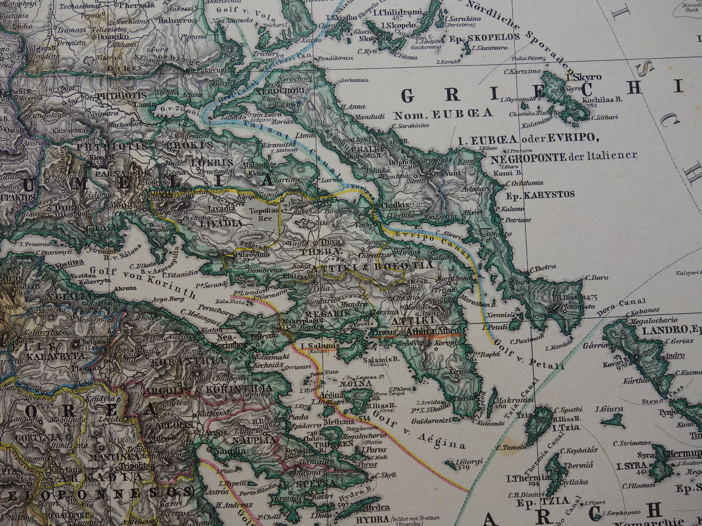 GREECE old map 1884 original antique german map