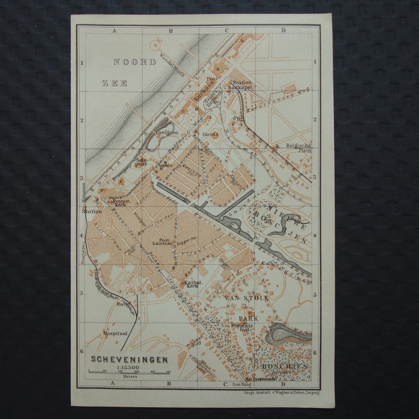 SCHEVENINGEN old map of Scheveningen from 1904 small original antique map Netherlands