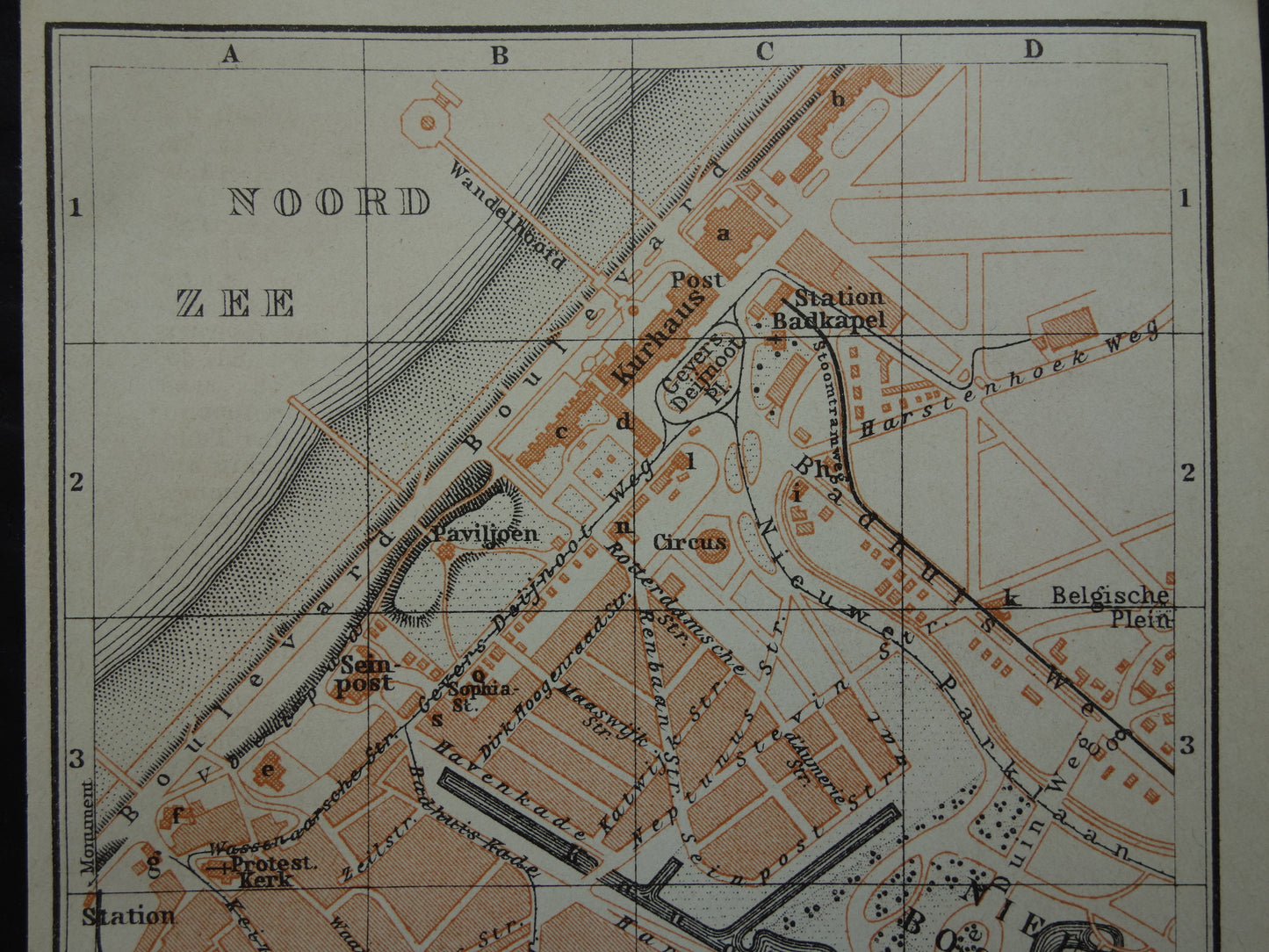 SCHEVENINGEN old map of Scheveningen from 1904 small original antique map Netherlands