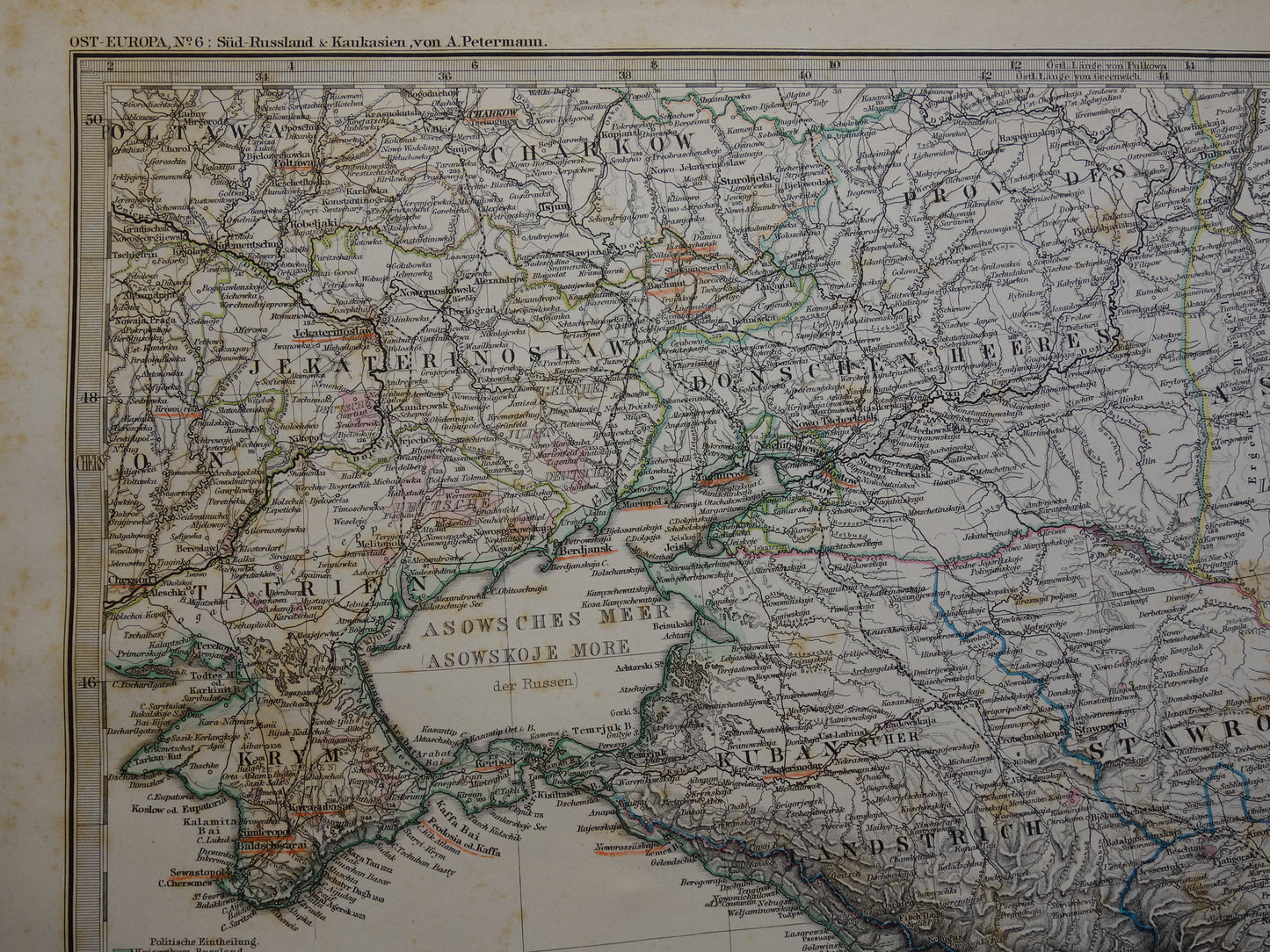 Old map of Caucasus original antique map Georgia Azerbaijan Armenia Crimea Tbilisi Baku Ararat vintage poster