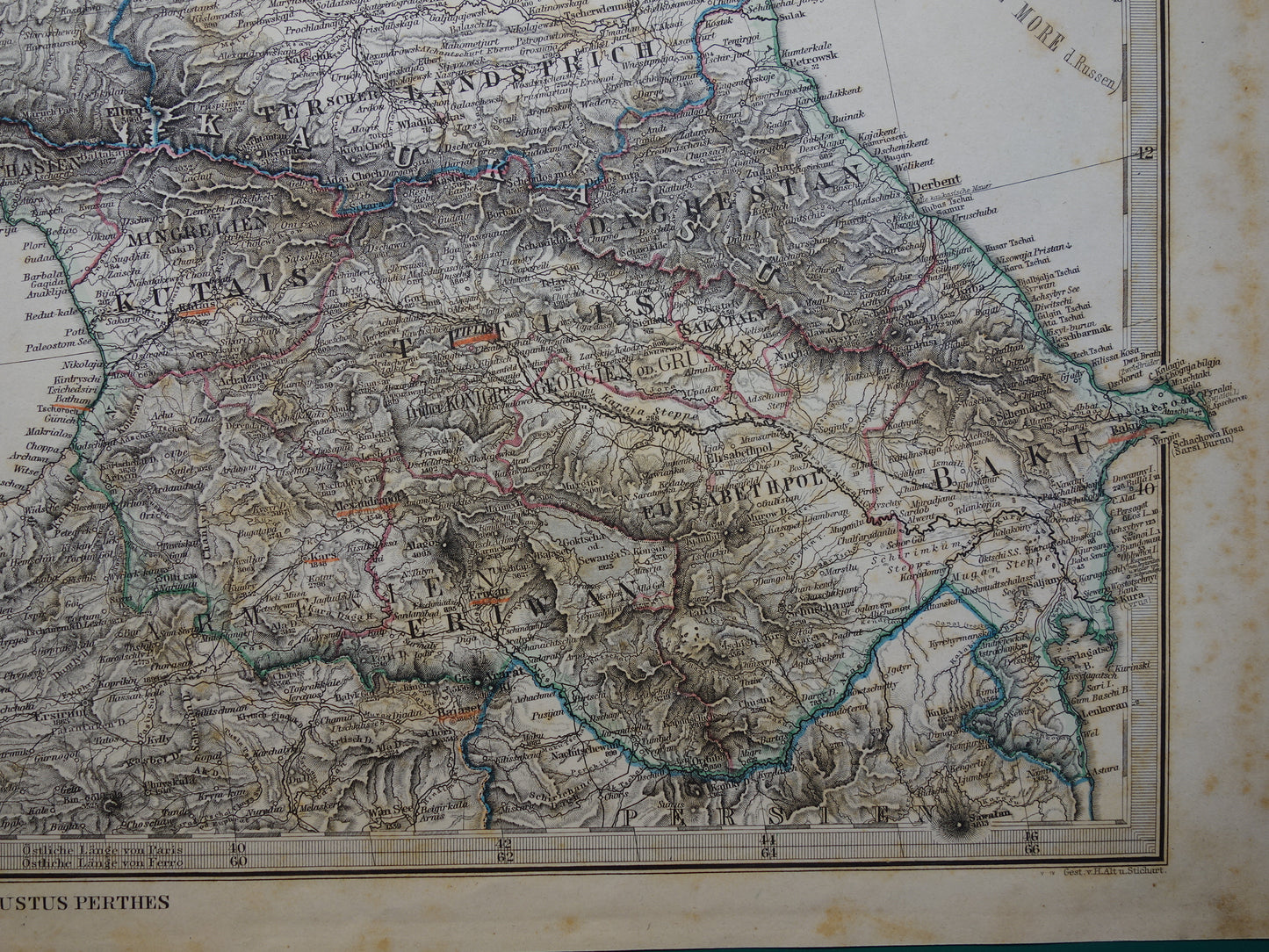 Old map of Caucasus original antique map Georgia Azerbaijan Armenia Crimea Tbilisi Baku Ararat vintage poster