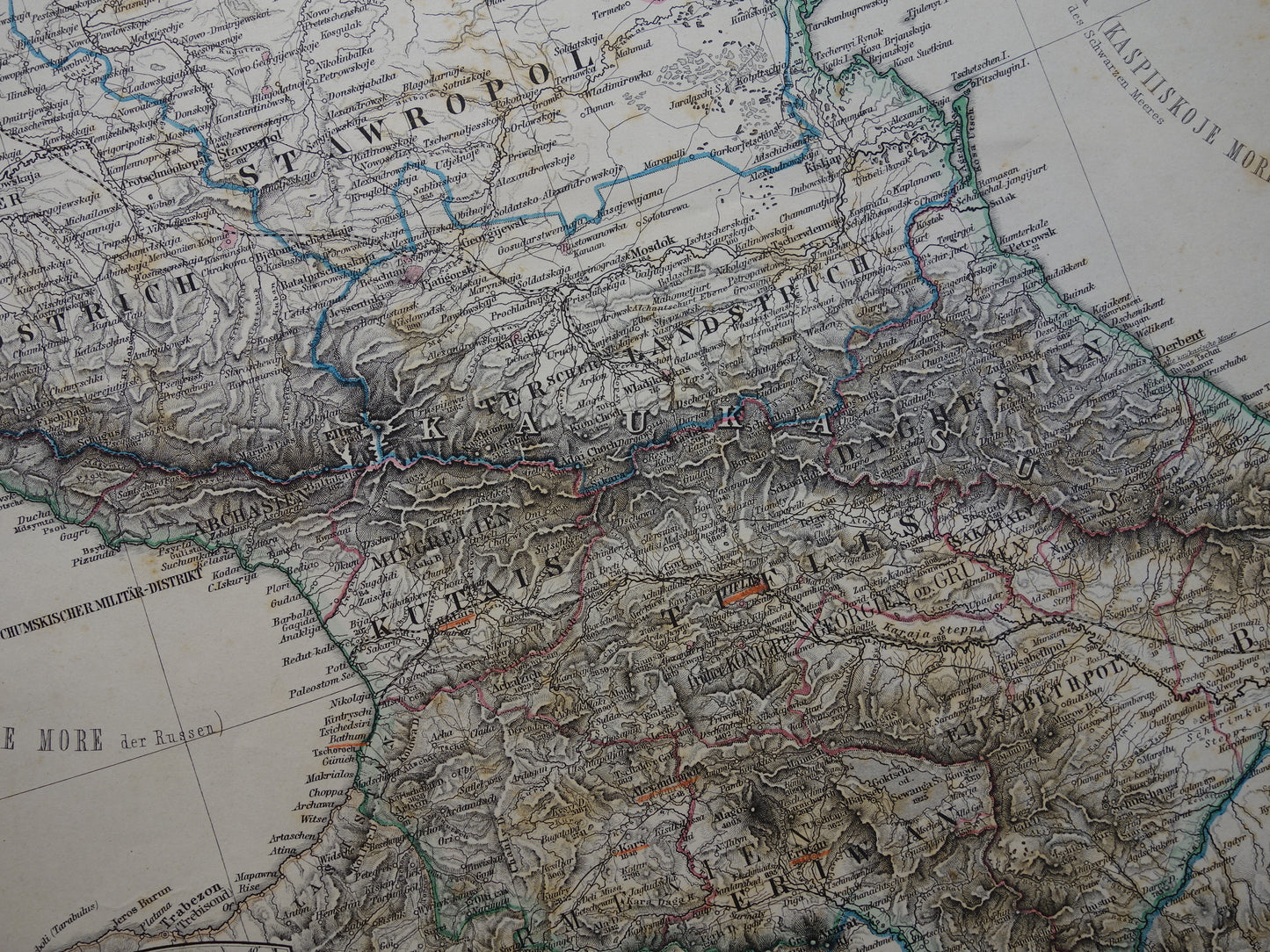 Old map of Caucasus original antique map Georgia Azerbaijan Armenia Crimea Tbilisi Baku Ararat vintage poster
