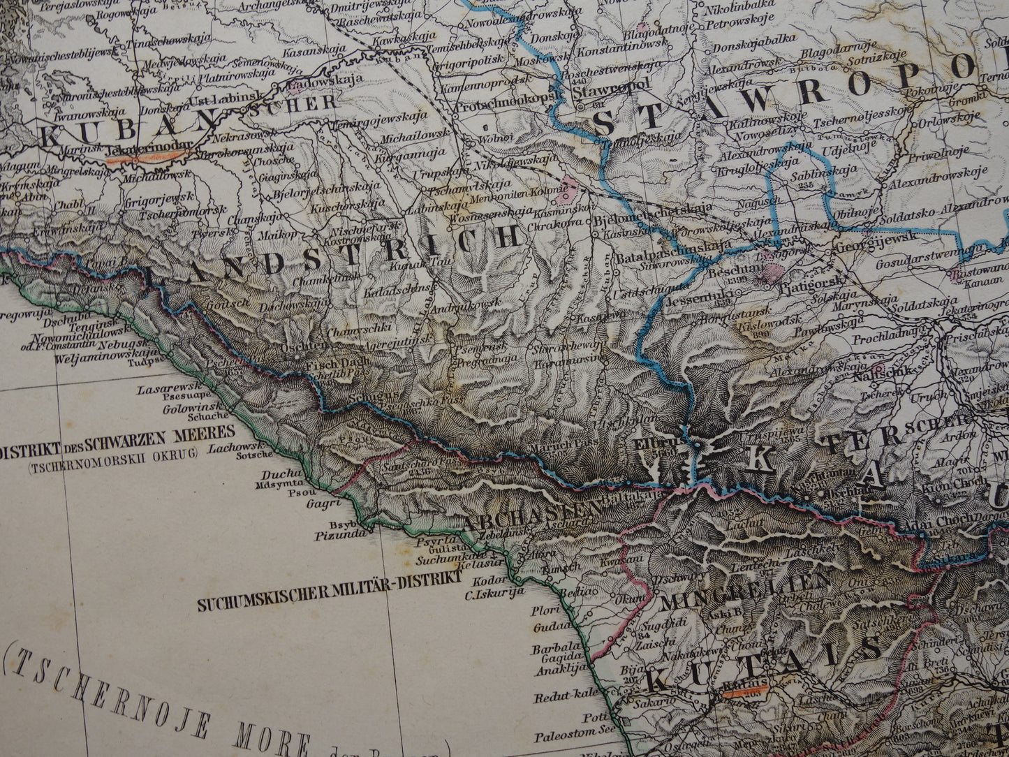 Old map of Caucasus original antique map Georgia Azerbaijan Armenia Crimea Tbilisi Baku Ararat vintage poster