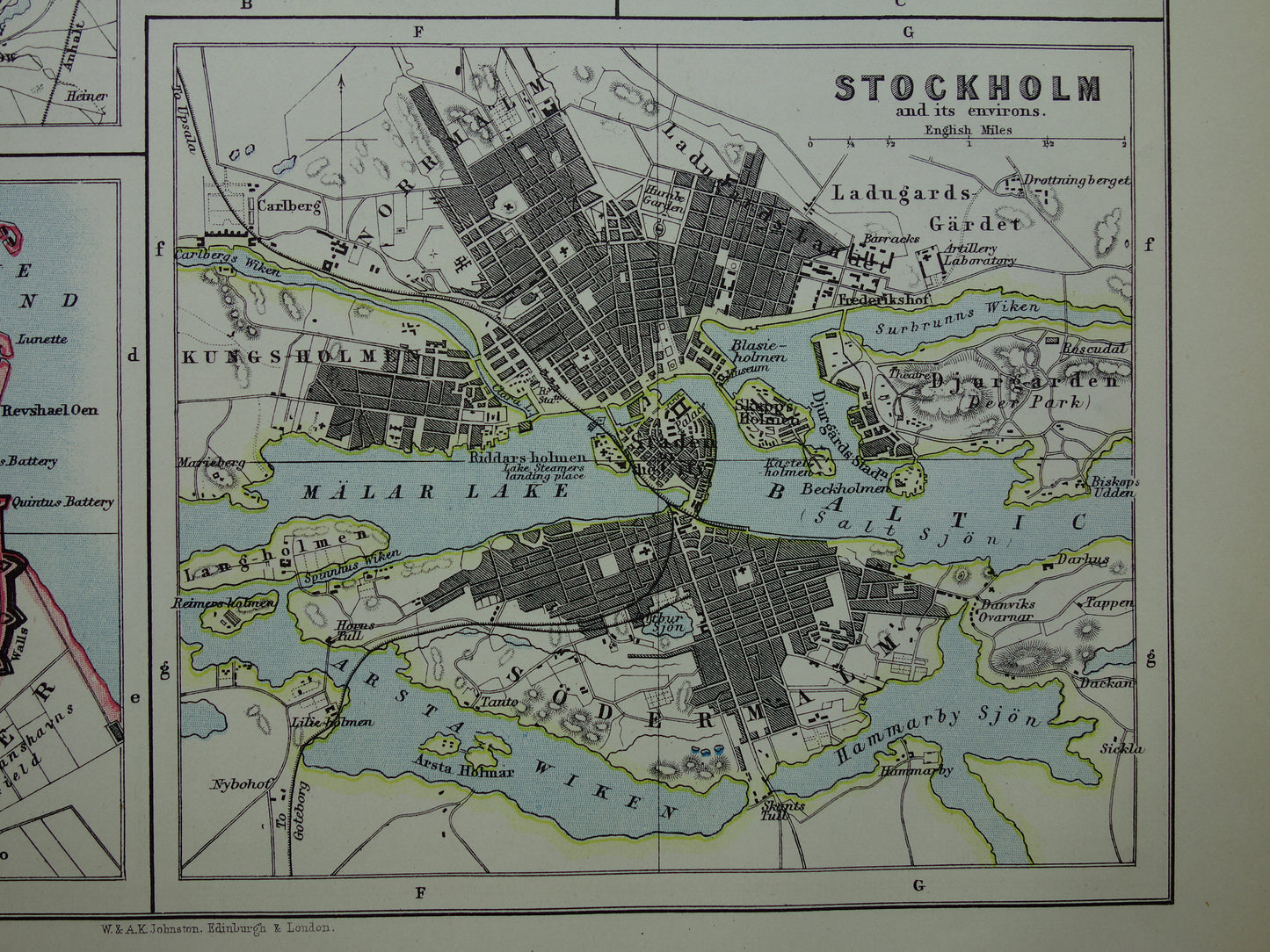 Old map of Stockholm, Copenhagen, Oslo and Berlin from 1901 original antique English map plan