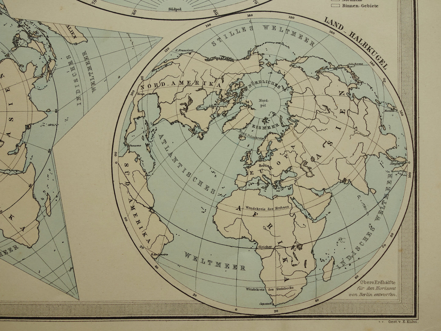 Antique WORLD MAP large old map of the World 1879 with double hemisphere original vintage map oceans largest land mass with date