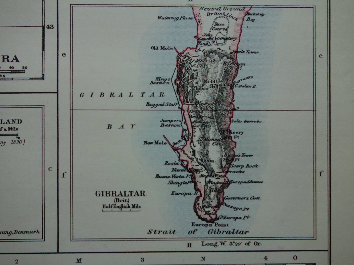 Old map of Gibraltar Mallorca Balearic Islands Ibiza from 1901 original antique English map