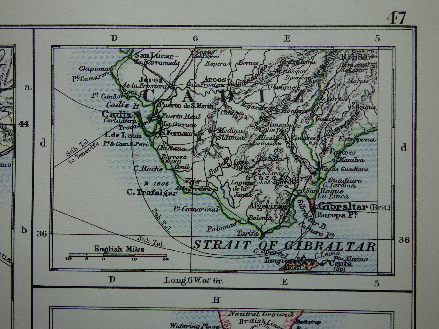 Old map of Gibraltar Mallorca Balearic Islands Ibiza from 1901 original antique English map