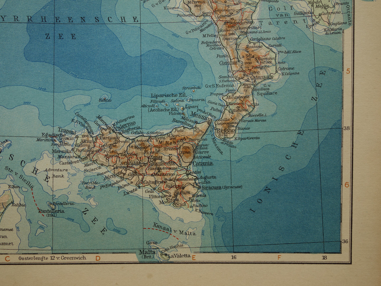ITALY Old Dutch map of Italy from 1935 original vintage country map historical maps
