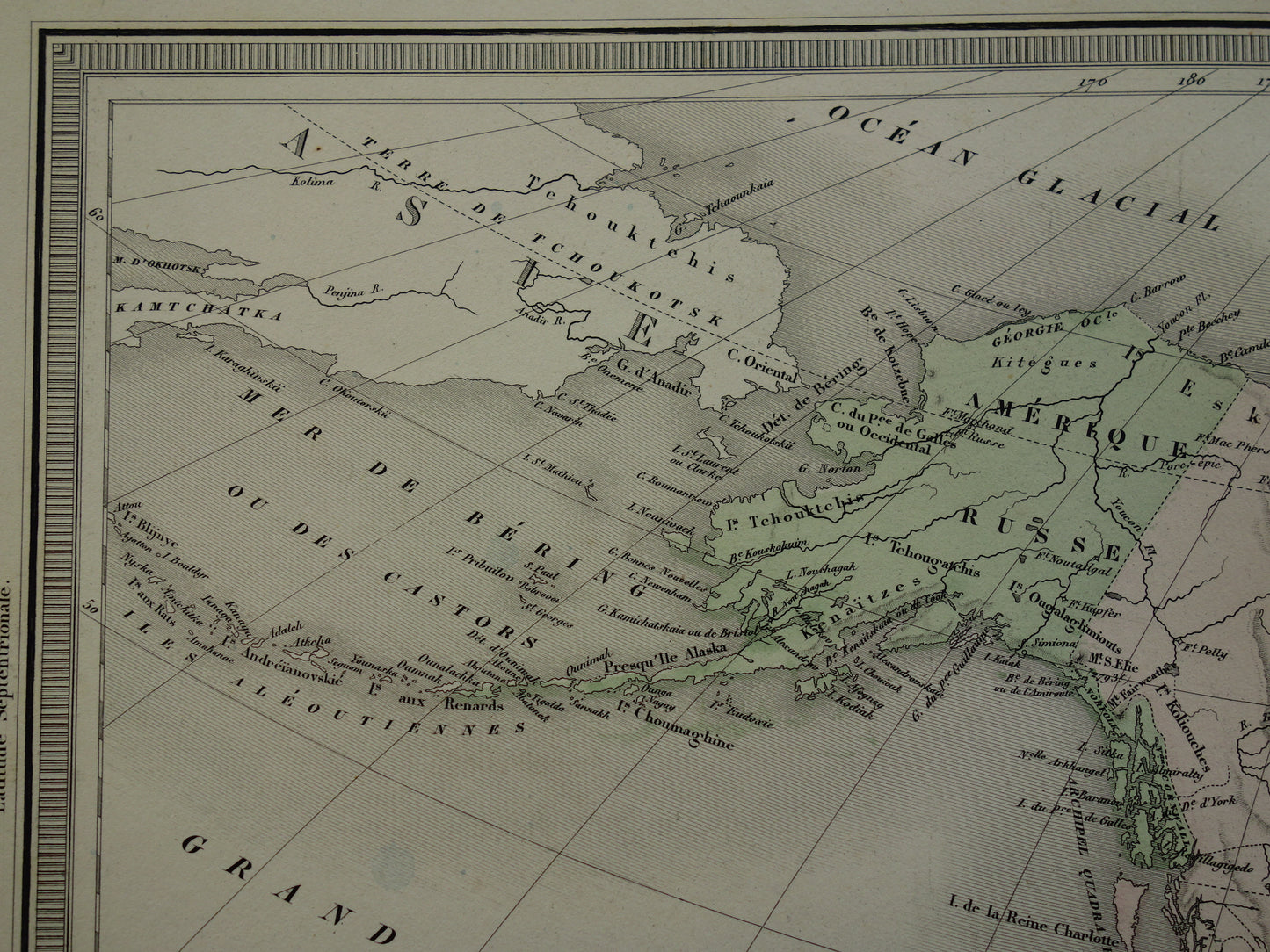 NORTH AMERICA Large old map continent USA Canada Mexico antique map from 1858 Vintage French map