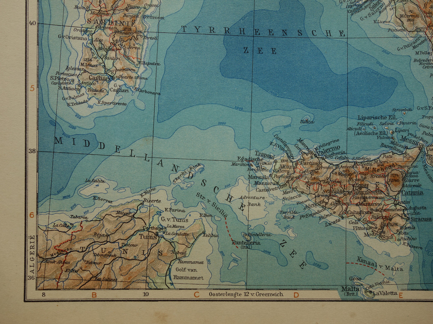 ITALY Old Dutch map of Italy from 1935 original vintage country map historical maps