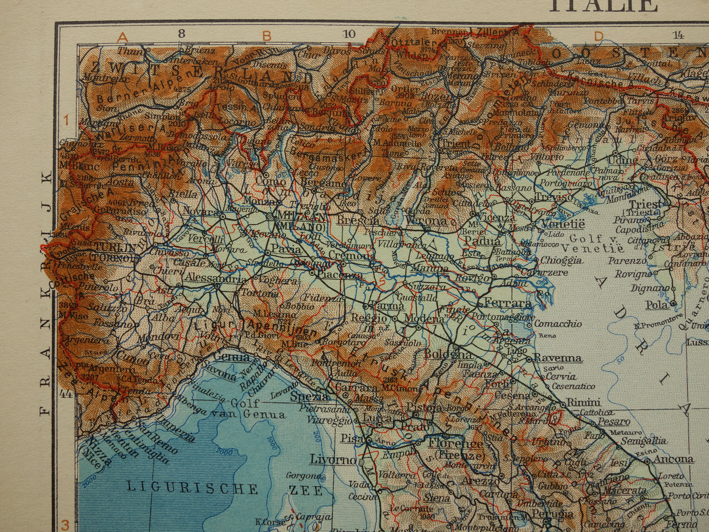 ITALY Old Dutch map of Italy from 1935 original vintage country map historical maps