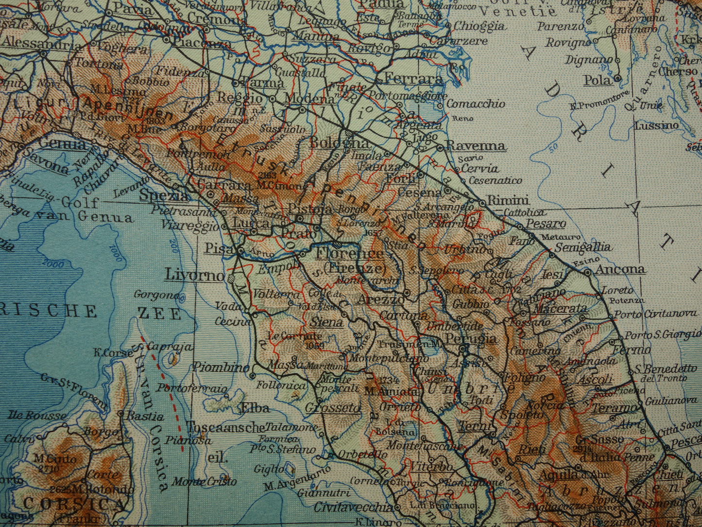 ITALY Old Dutch map of Italy from 1935 original vintage country map historical maps