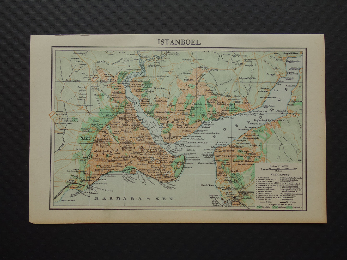 ISTANBUL Small old Dutch map of Istanbul Turkey from 1935 original vintage map Istanbul