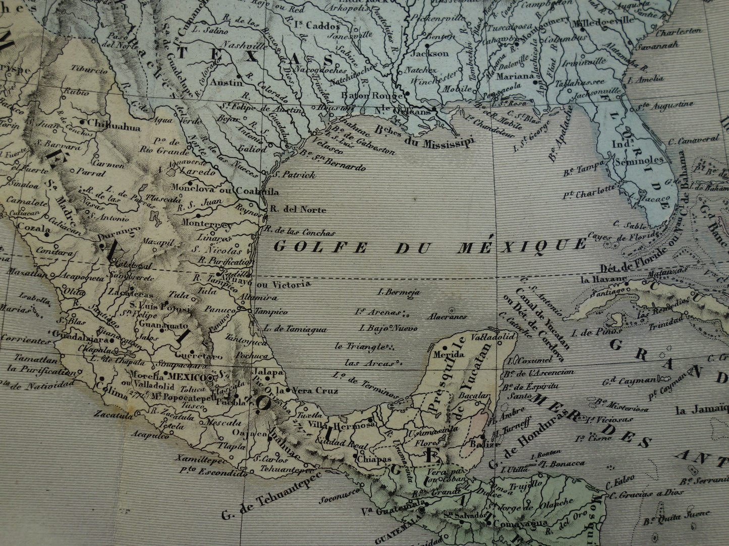 NORTH AMERICA Large old map continent USA Canada Mexico antique map from 1858 Vintage French map