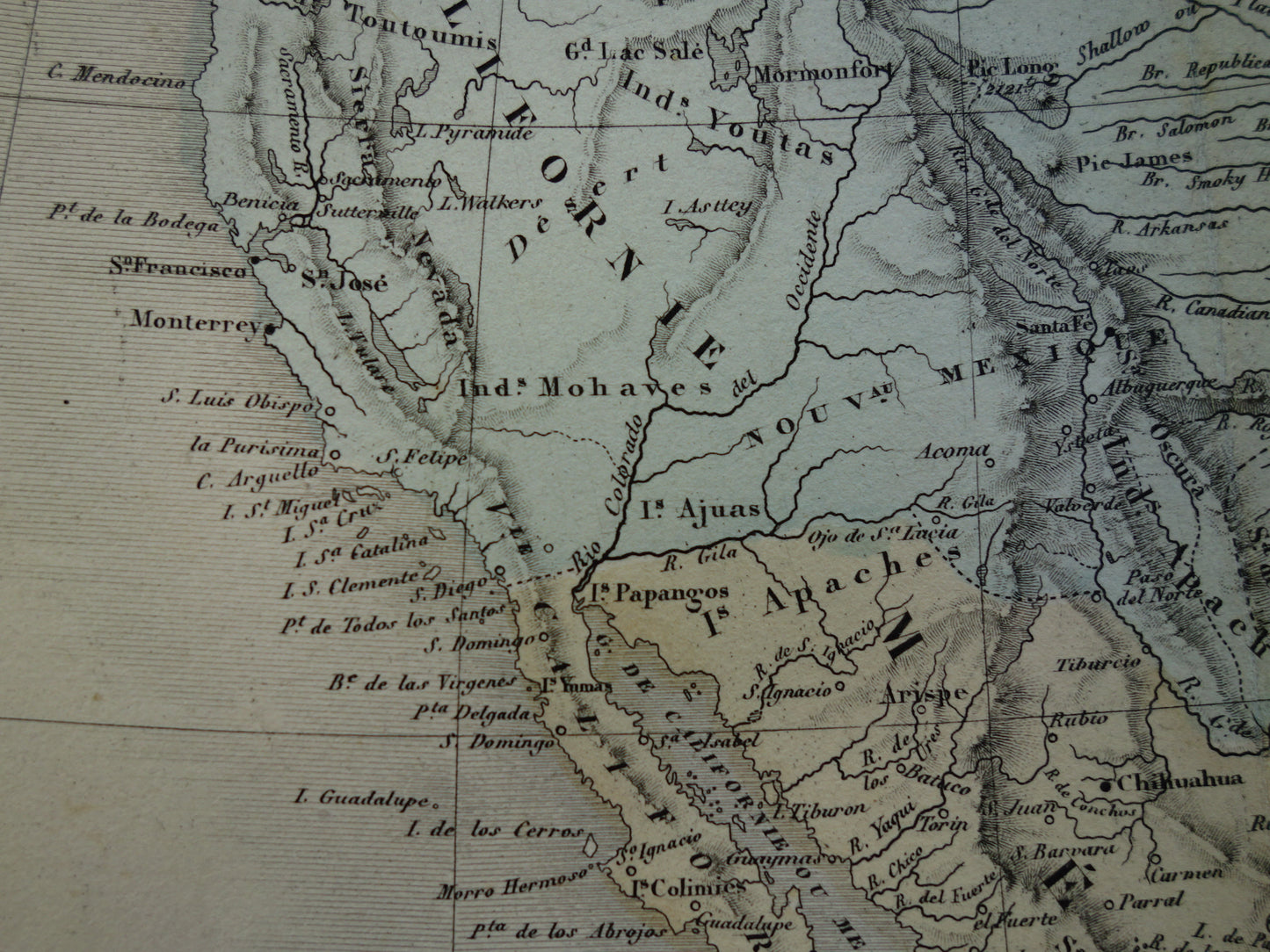 NORTH AMERICA Large old map continent USA Canada Mexico antique map from 1858 Vintage French map