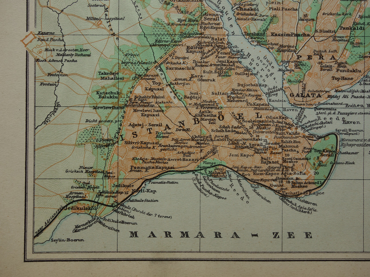 ISTANBUL Small old Dutch map of Istanbul Turkey from 1935 original vintage map Istanbul