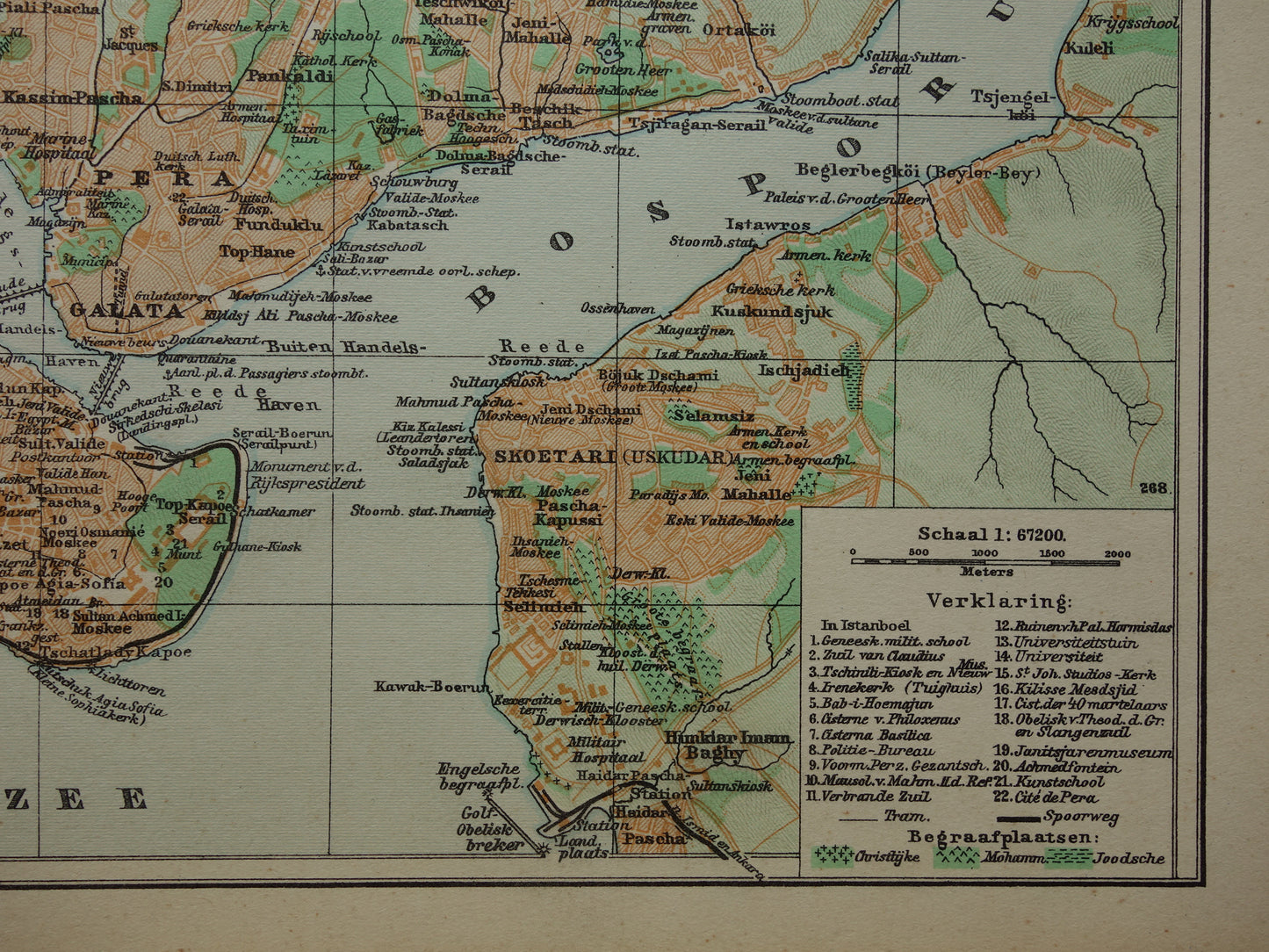 ISTANBUL Small old Dutch map of Istanbul Turkey from 1935 original vintage map Istanbul