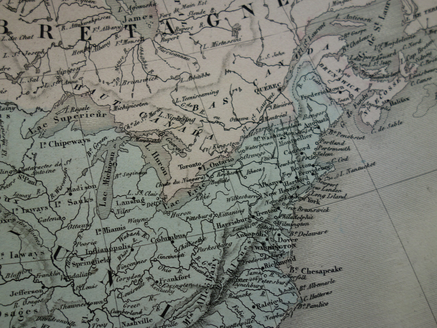 NORTH AMERICA Large old map continent USA Canada Mexico antique map from 1858 Vintage French map