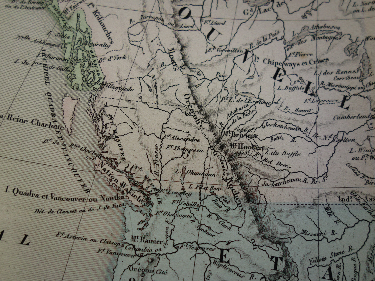 NORTH AMERICA Large old map continent USA Canada Mexico antique map from 1858 Vintage French map