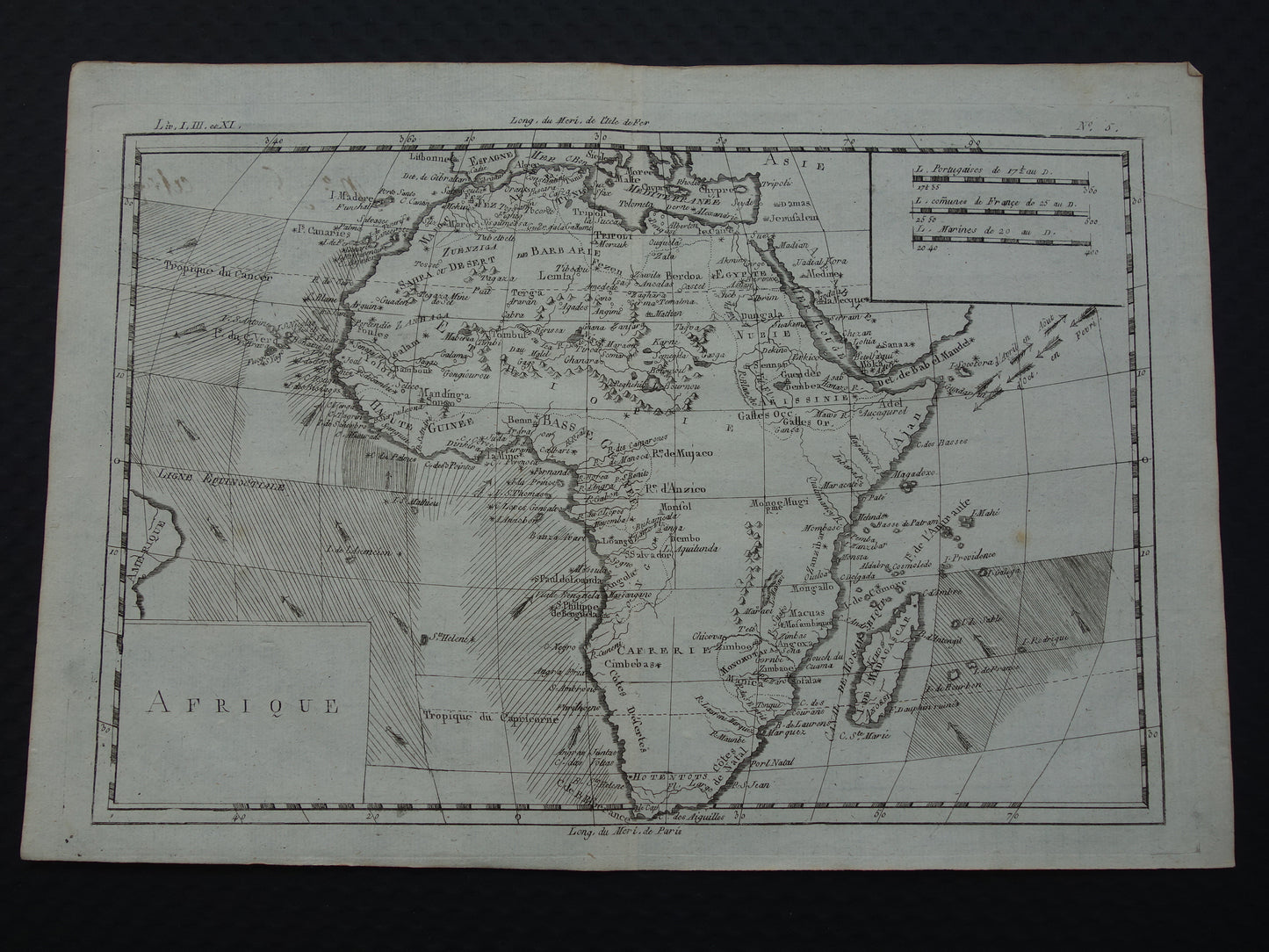 1780 Old Map of Africa Original Antique Map - Raynal Bonne Afrique