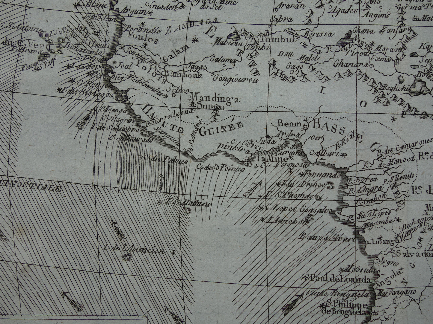 1780 Old Map of Africa Original Antique Map - Raynal Bonne Afrique
