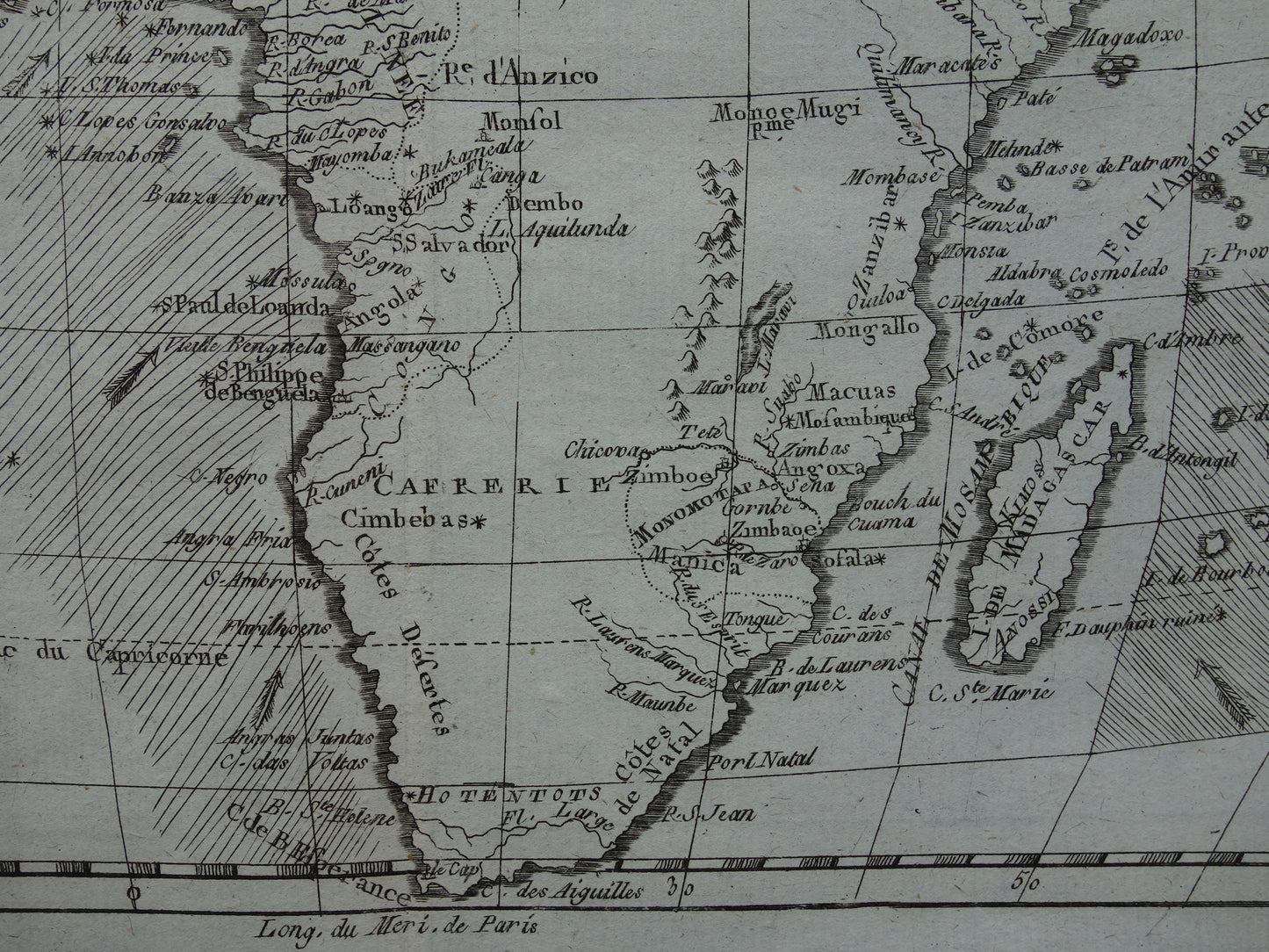 1780 Old Map of Africa Original Antique Map - Raynal Bonne Afrique