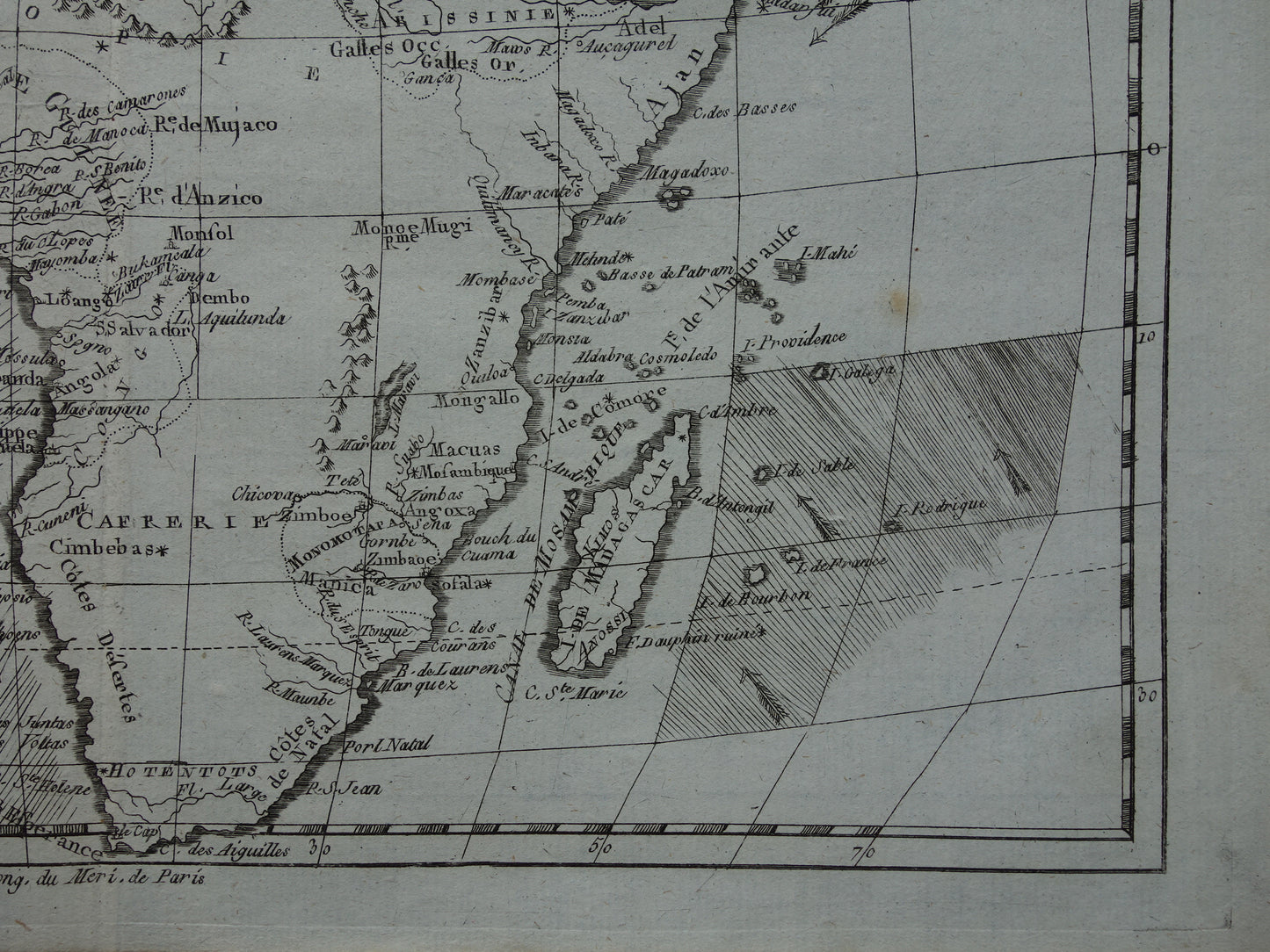 1780 Old Map of Africa Original Antique Map - Raynal Bonne Afrique