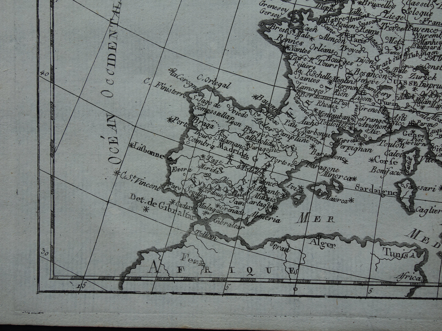 1780 Old Map of Europe Original Antique Map - Raynal Bonne Europe