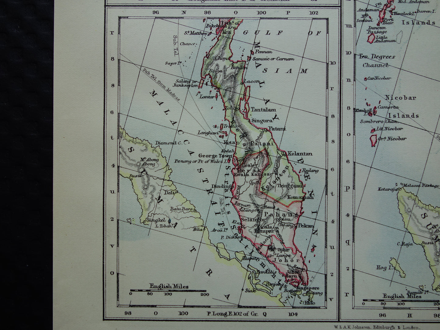 Old map of Myanmar &amp; Sri Lanka from 1901 original antique English map Burma Ceylon Malacca