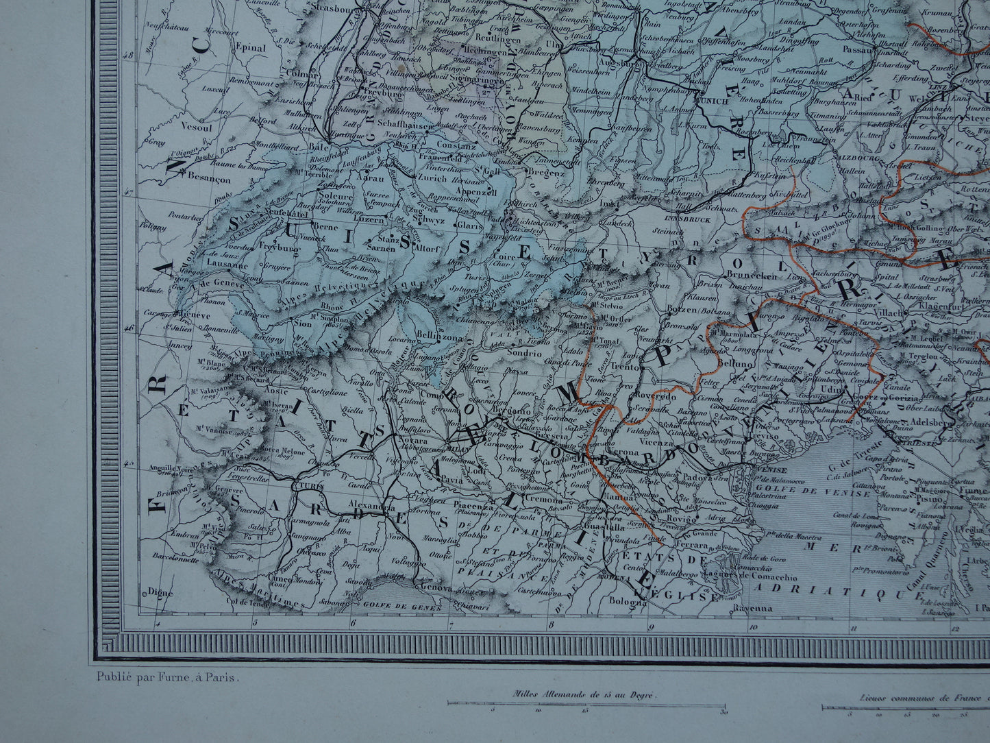 GERMANY Large antique map of the German Empire Prussia 1858 original old map Central Europe with Austria-Hungary for sale