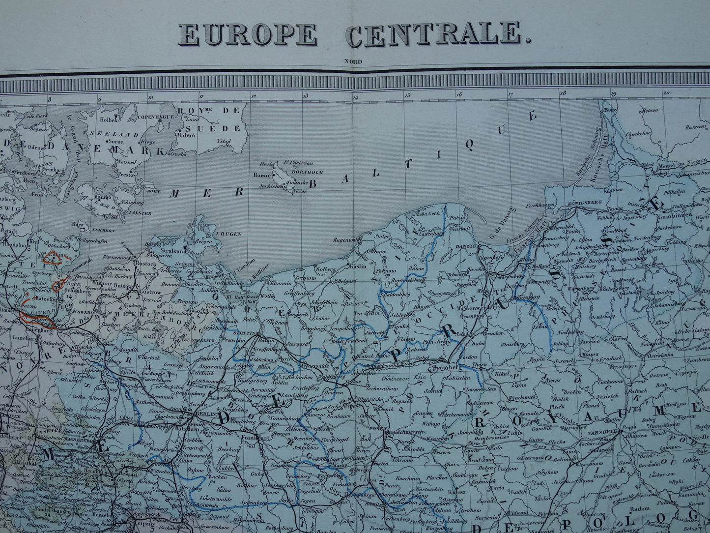 GERMANY Large antique map of the German Empire Prussia 1858 original old map Central Europe with Austria-Hungary for sale
