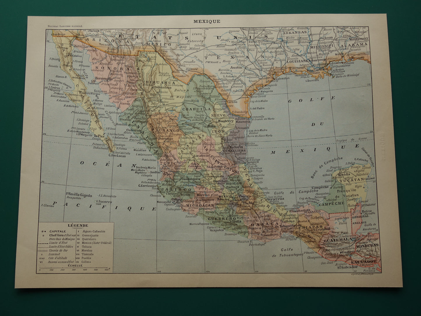 Mexico Old map of Mexico from 1902 Original antique map vintage print