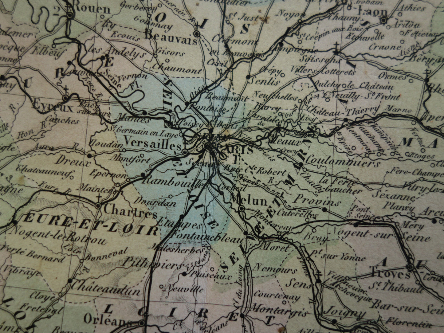 FRANCE Large antique map departments in France 1858 original old map