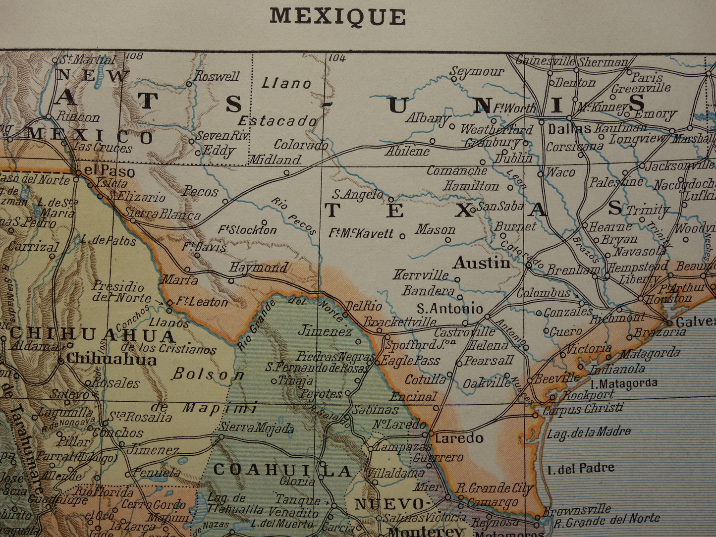 Mexico Old map of Mexico from 1902 Original antique map vintage print